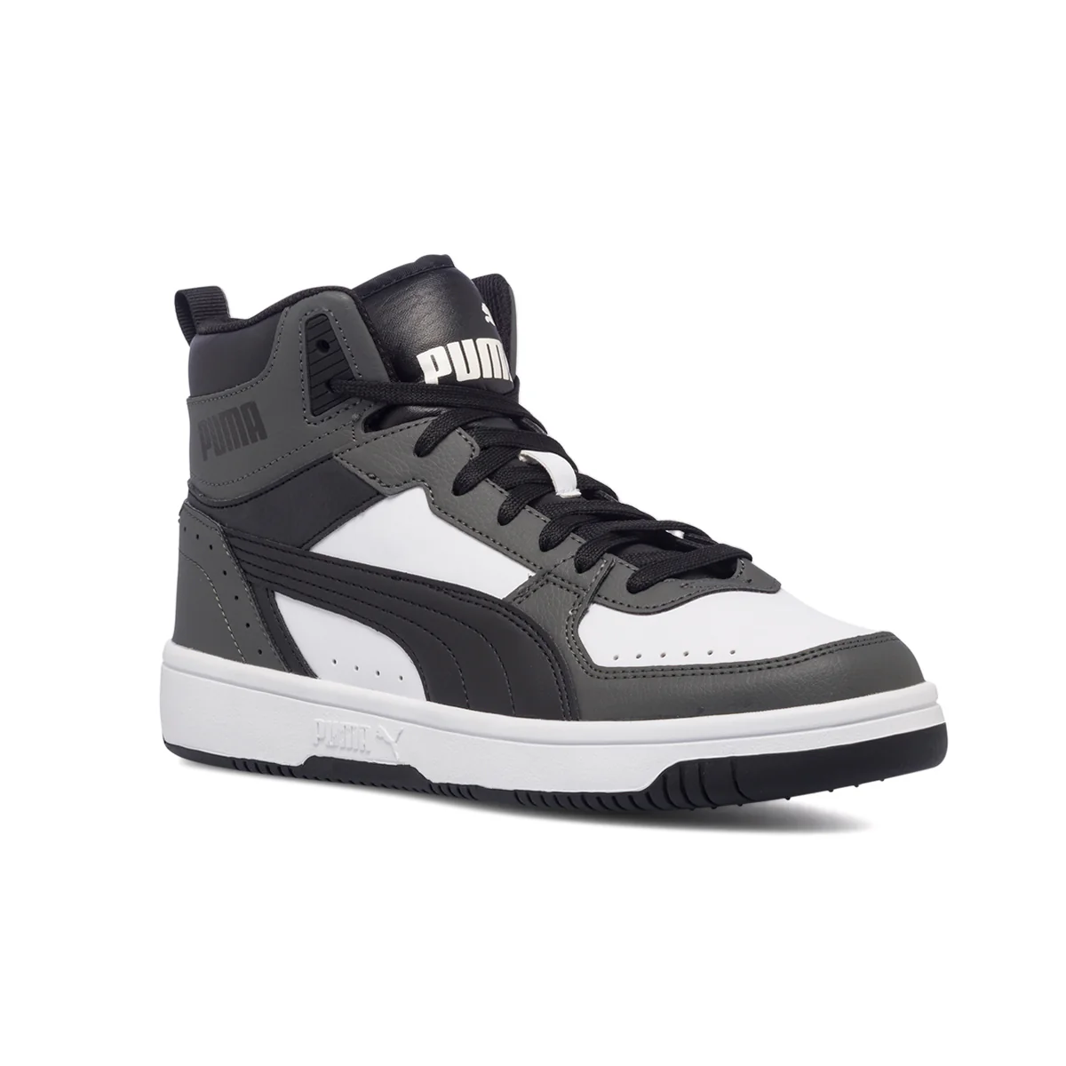 Sneakers alte bianche e grigie con logo a contrasto Puma Rebound Joy - Image 7