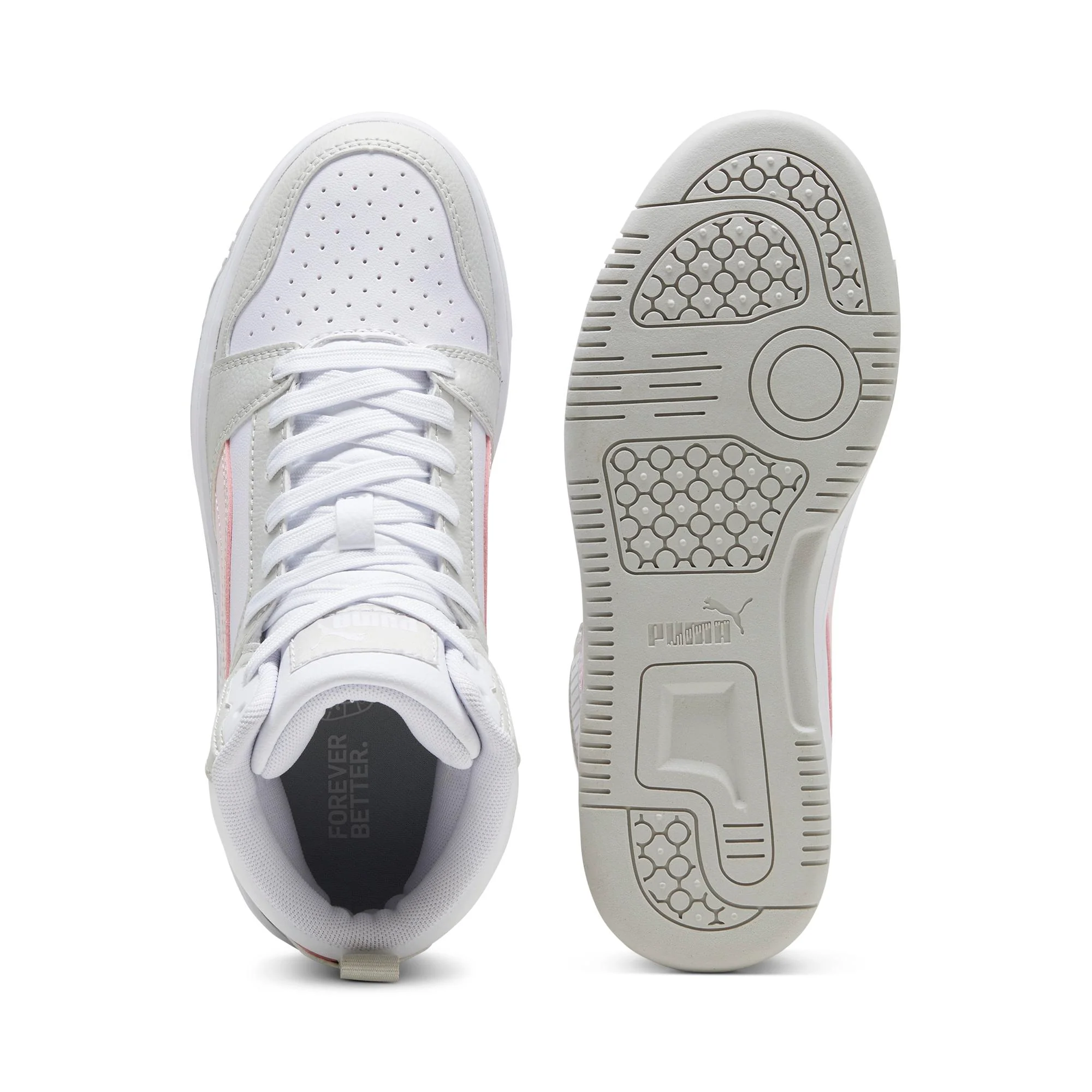 Sneakers alte bianche e grigie da ragazza Puma Rebound V6 Mid Jr - Image 3