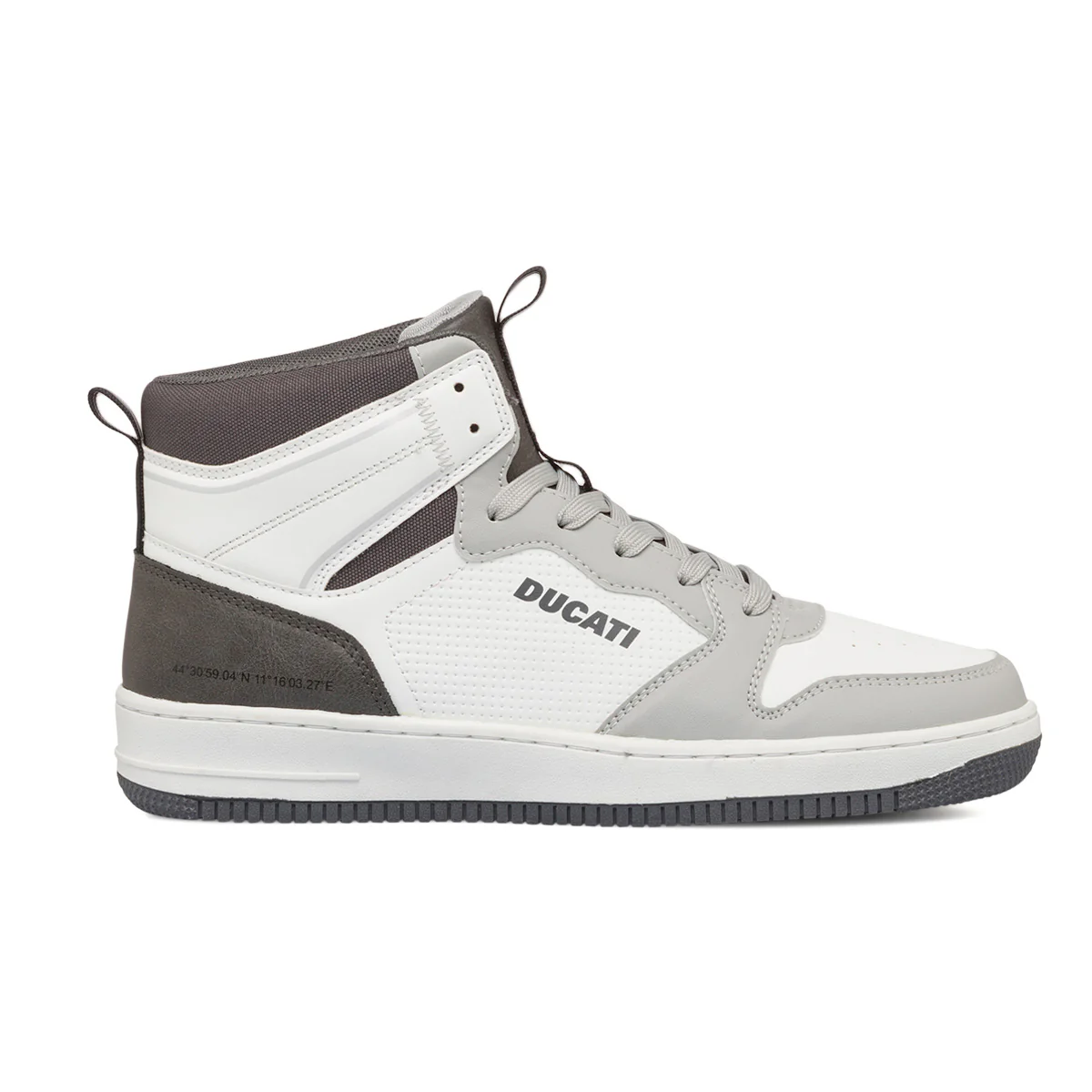 Sneakers alte bianche e grigie da uomo con logo laterale Ducati Sepang 5
