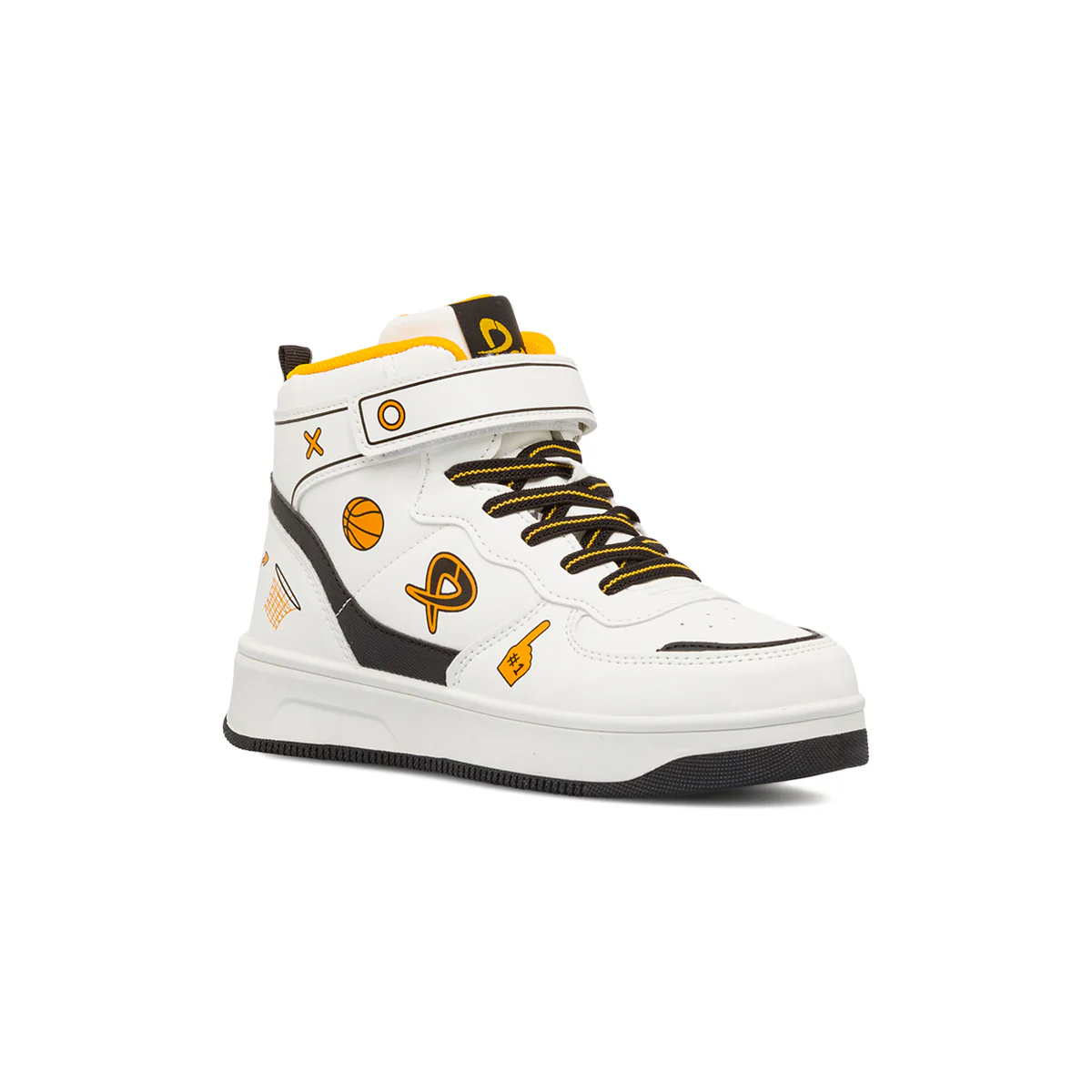 Sneakers alte bambino bianche e nere con stampe P Go - Image 2