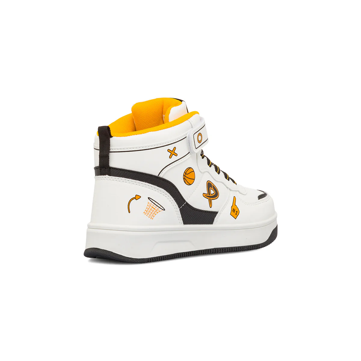 Sneakers alte bambino bianche e nere con stampe P Go - Image 3