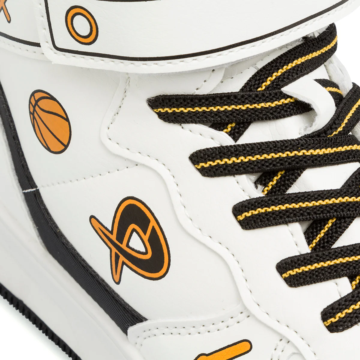 Sneakers alte bambino bianche e nere con stampe P Go - Image 5