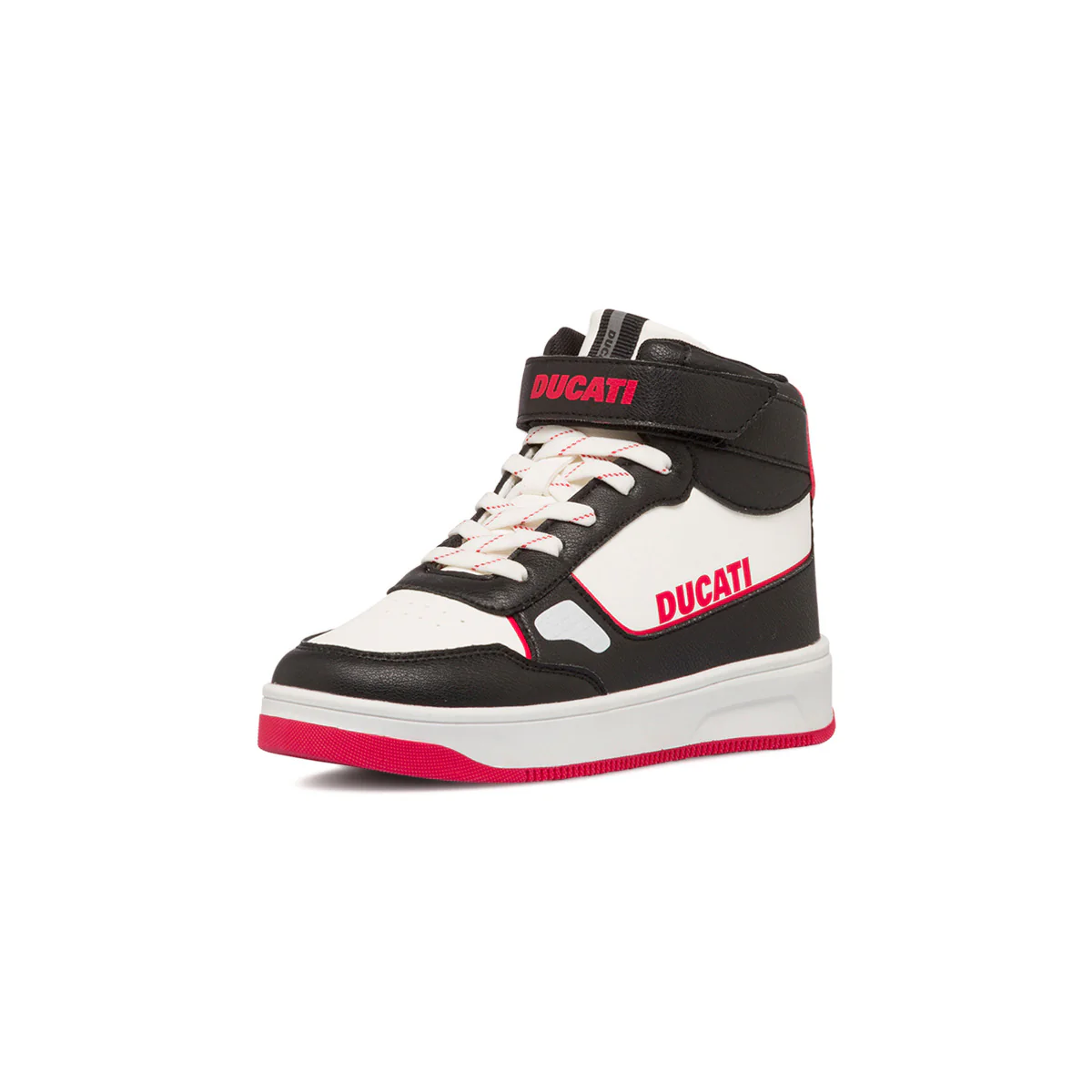 Sneakers alte bianche e nere da bambino con logo laterale Ducati Valencia 4 Mid Ps - Image 2