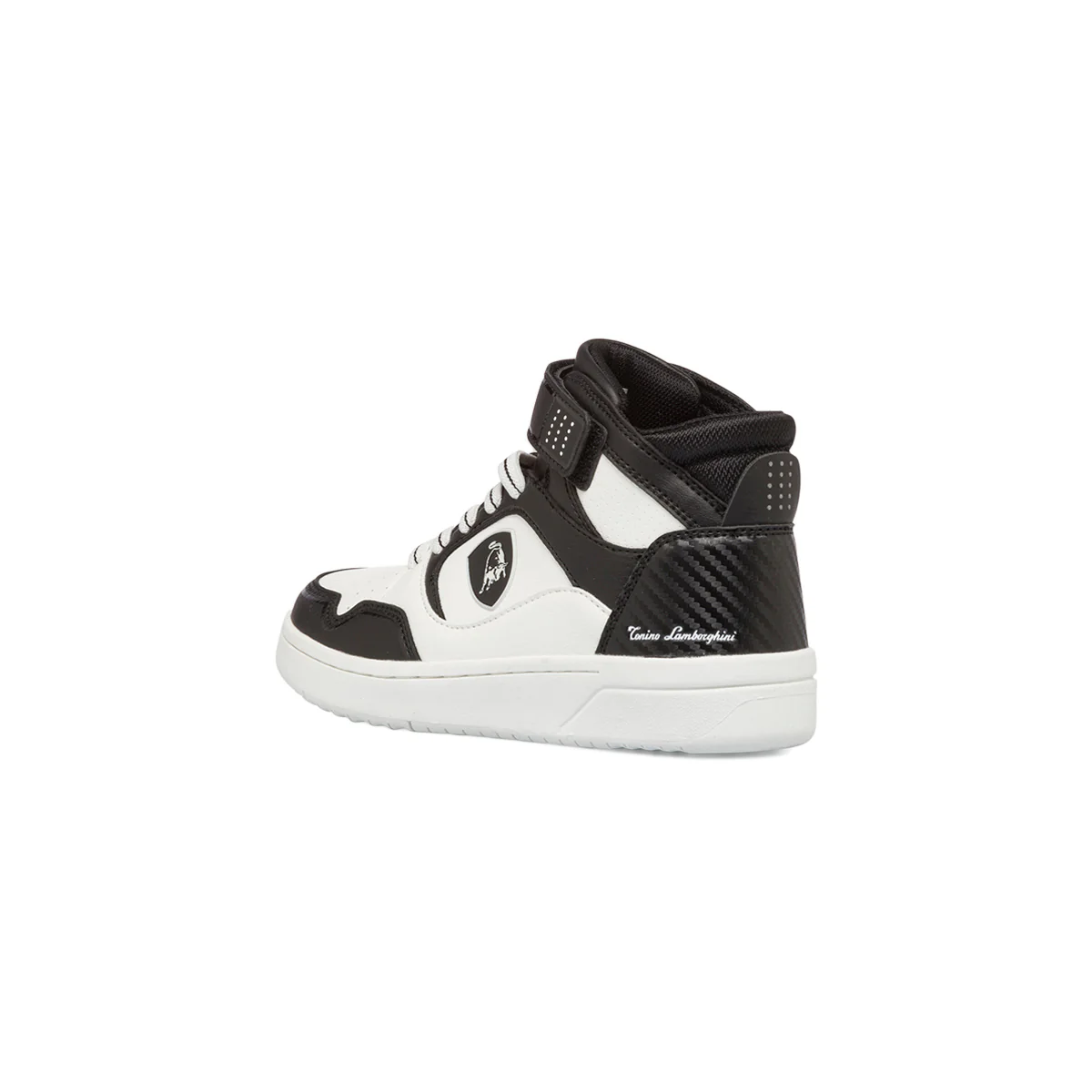 Sneakers alte bianche e nere da bambino con logo laterale Tonino Lamborghini BullBlaze Elite - Image 3