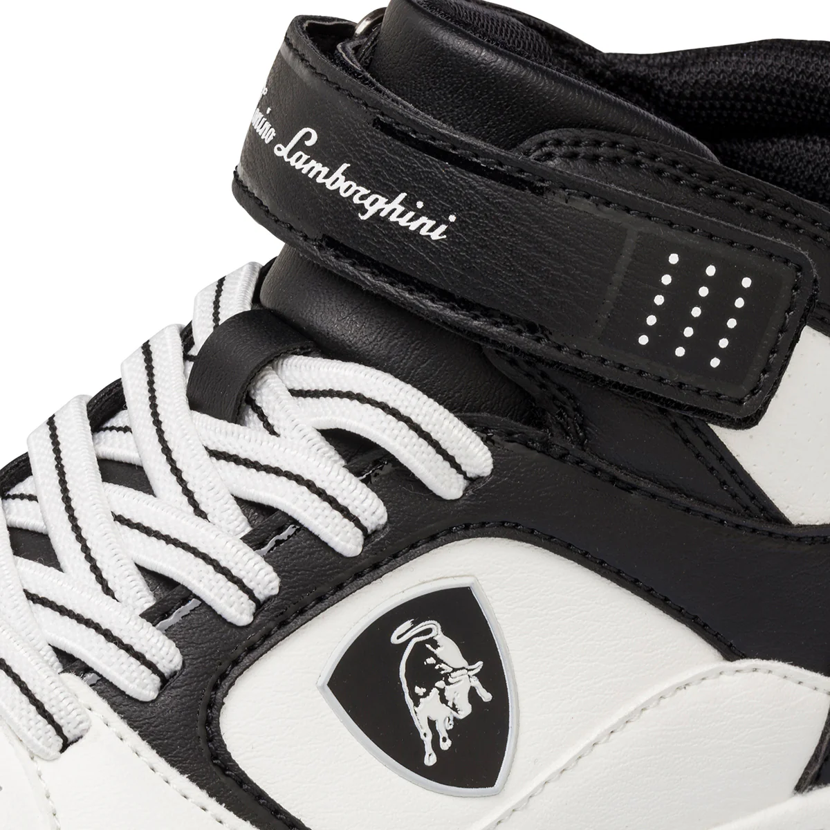 Sneakers alte bianche e nere da bambino con logo laterale Tonino Lamborghini BullBlaze Elite - Image 7