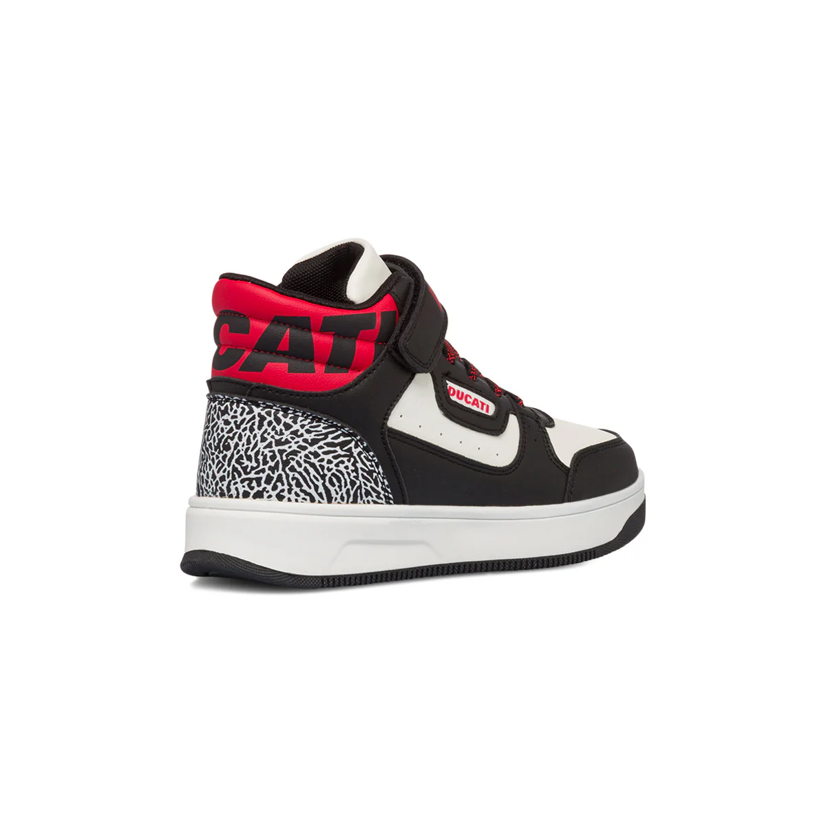 Sneakers alte bianche e nere da bambino con logo sul colletto Ducati Loco X - Image 3