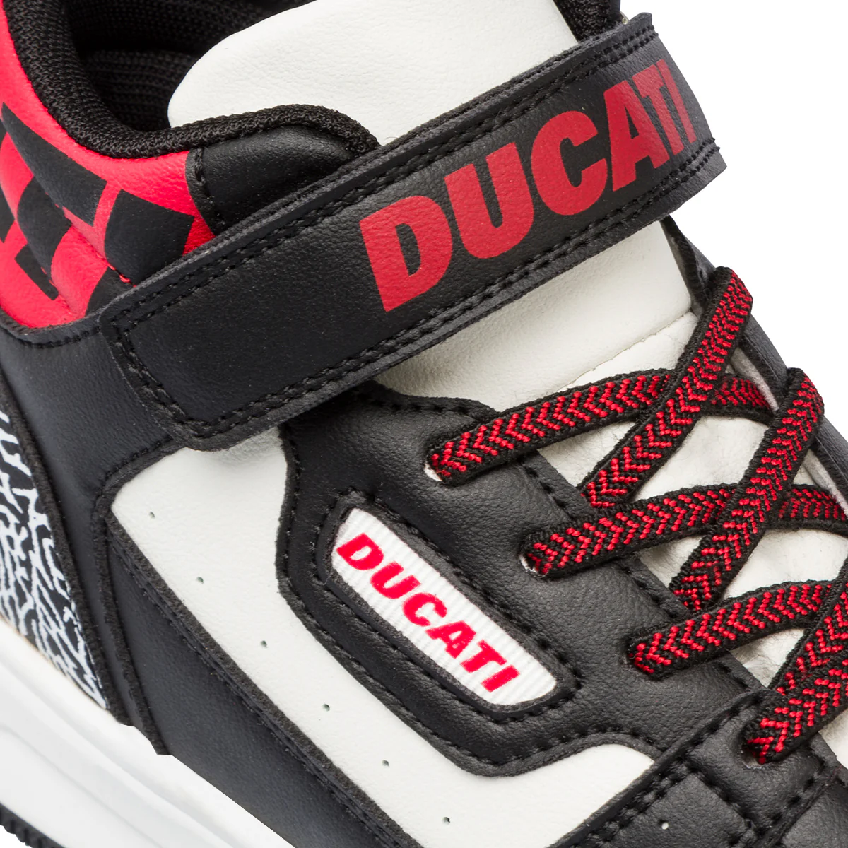 Sneakers alte bianche e nere da bambino con logo sul colletto Ducati Loco X - Image 6