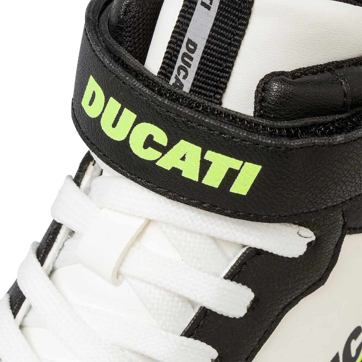Sneakers alte bianche e nere da ragazzo con dettagli gialli Ducati Barsaba Mid 4 GS - Image 7