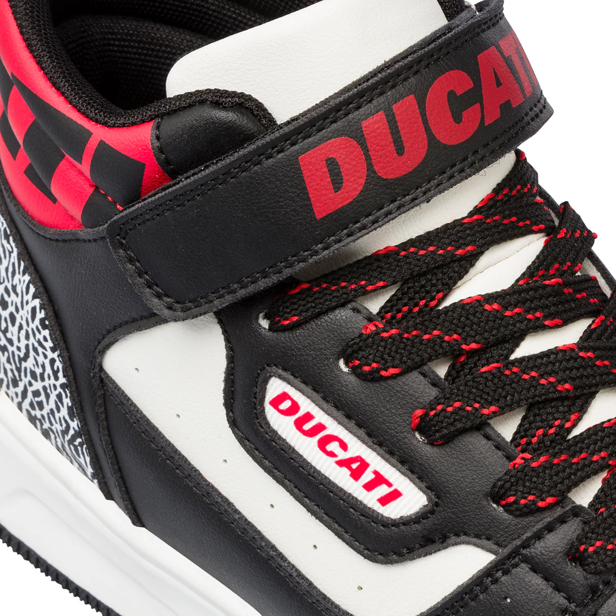 Sneakers alte bianche e nere da ragazzo con logo sul colletto Ducati Loco X GS - Image 6