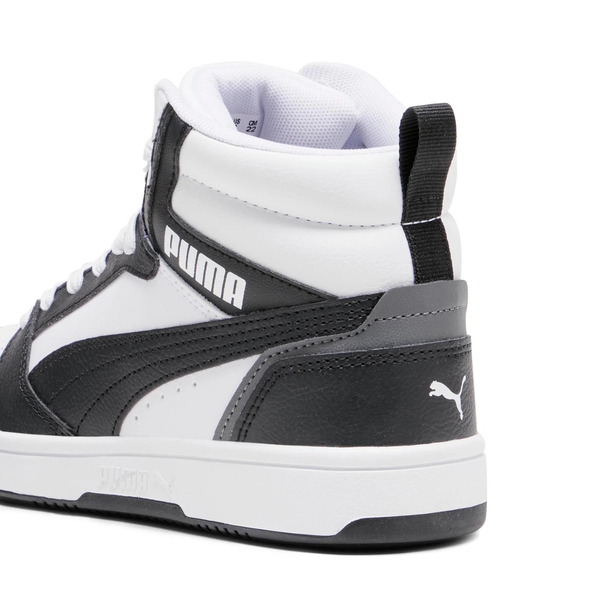 Sneakers alte bianche e nere da ragazzo Puma Rebound V6 Mid Jr - Image 2