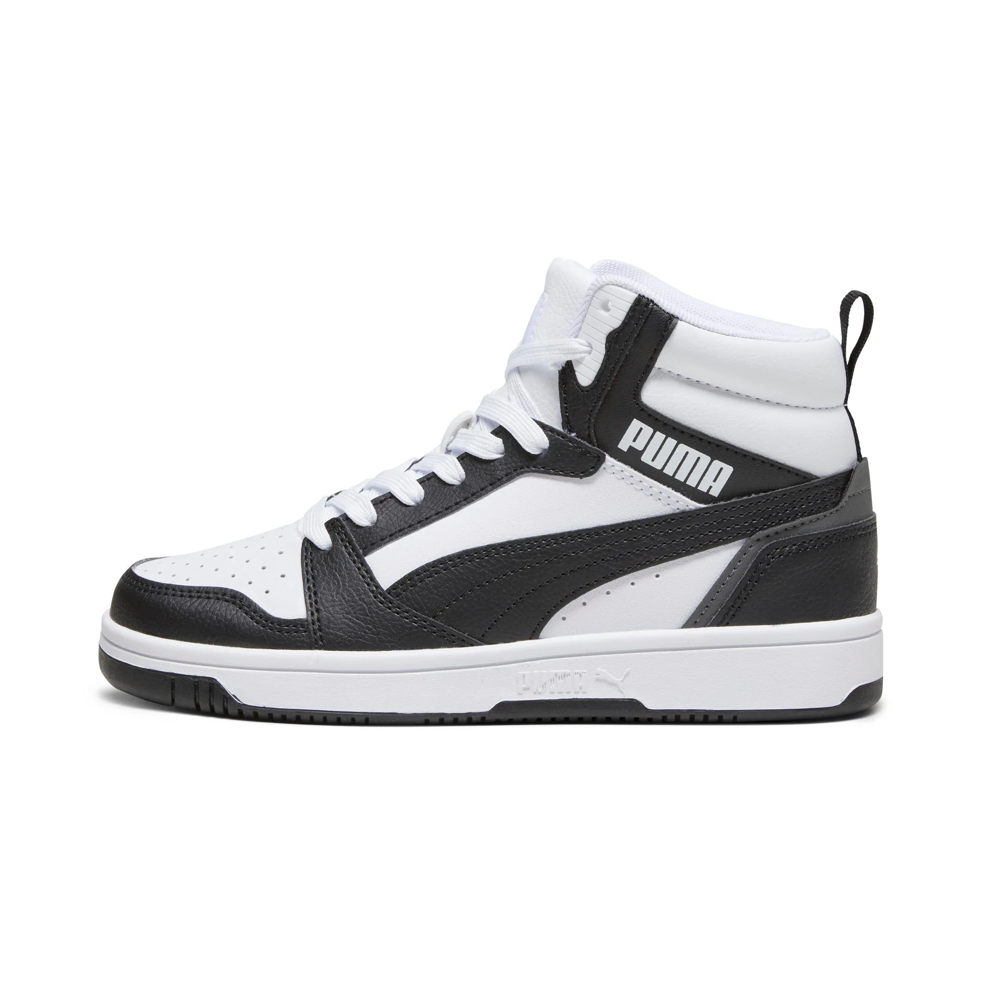 Sneakers alte bianche e nere da ragazzo Puma Rebound V6 Mid Jr - Image 3