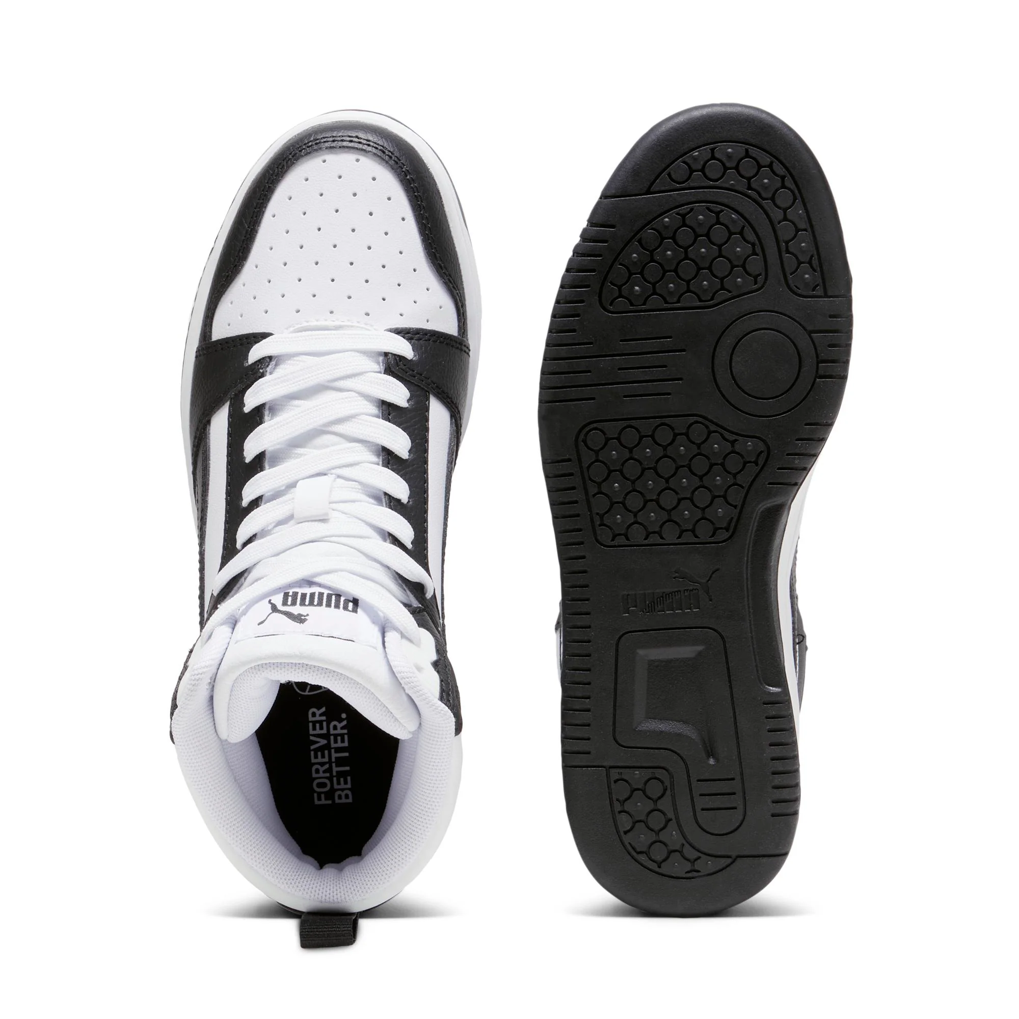 Sneakers alte bianche e nere da ragazzo Puma Rebound V6 Mid Jr - Image 4