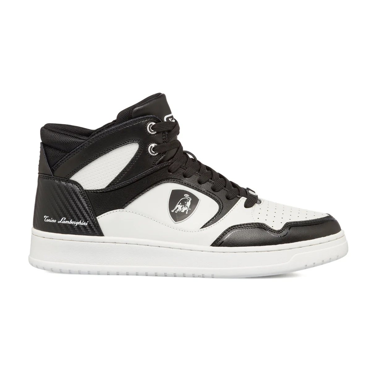Sneakers alte bianche e nere da uomo con logo laterale Tonino Lamborghini BullBlaze Elite - Image 3