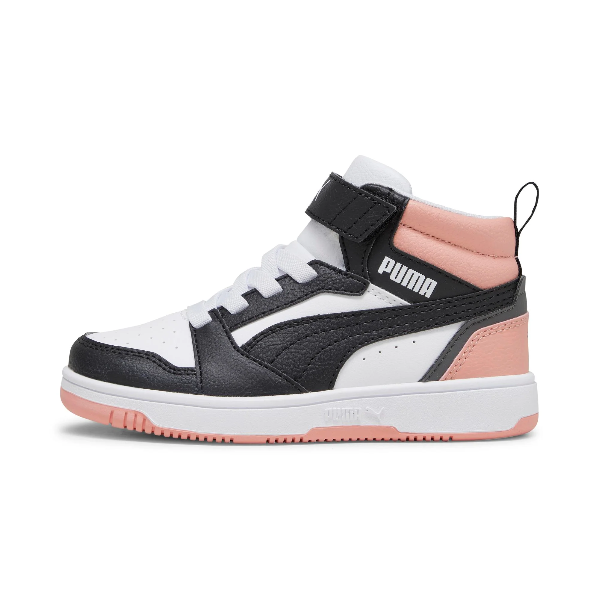 Sneakers alte bianche e rosa da bambina Puma Rebound v6 Mid AC+ PS - Image 3