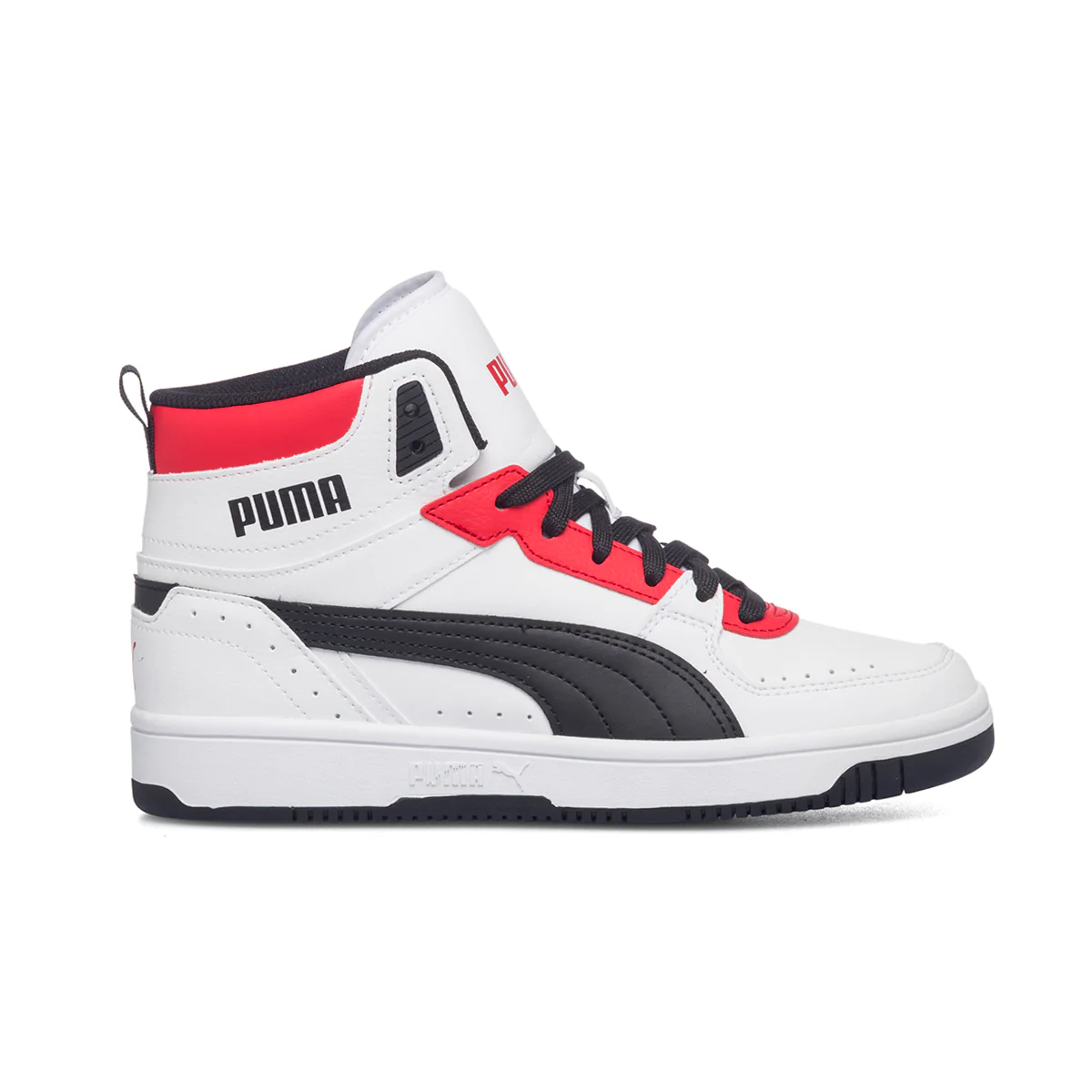Sneakers alte bianche e rosse con logo a contrasto Puma Rebound Joy Jr