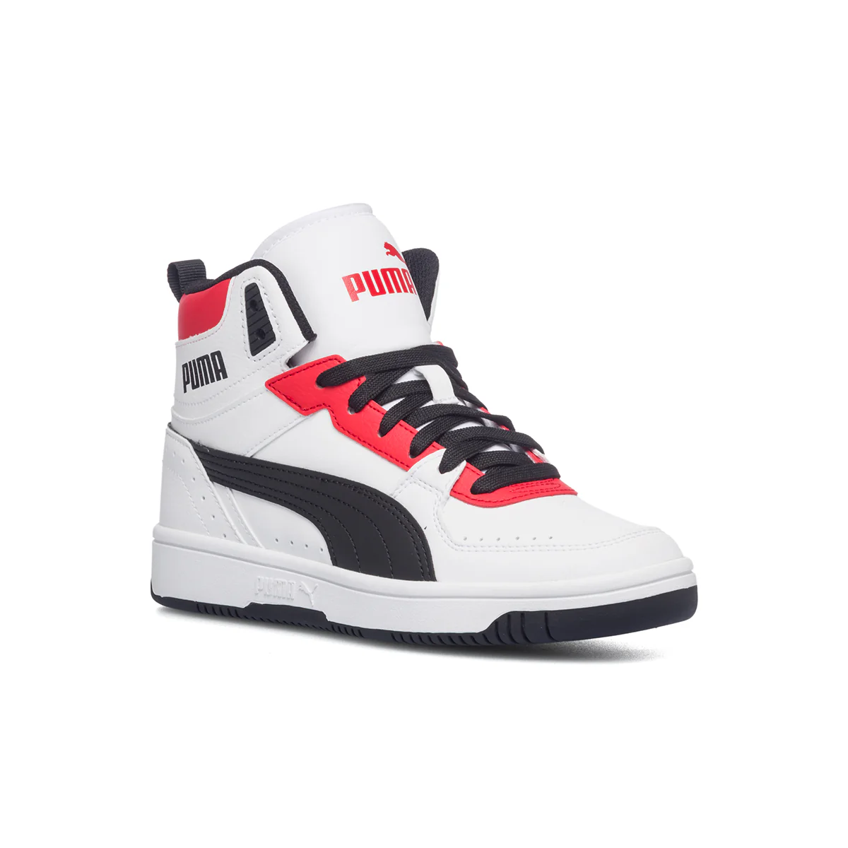 Sneakers alte bianche e rosse con logo a contrasto Puma Rebound Joy Jr - Image 2