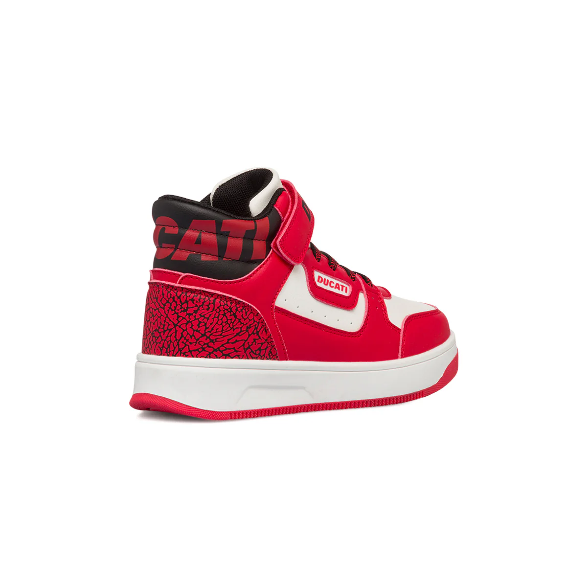 Sneakers alte bianche e rosse da bambino con logo sul colletto Ducati Loco X - Image 3