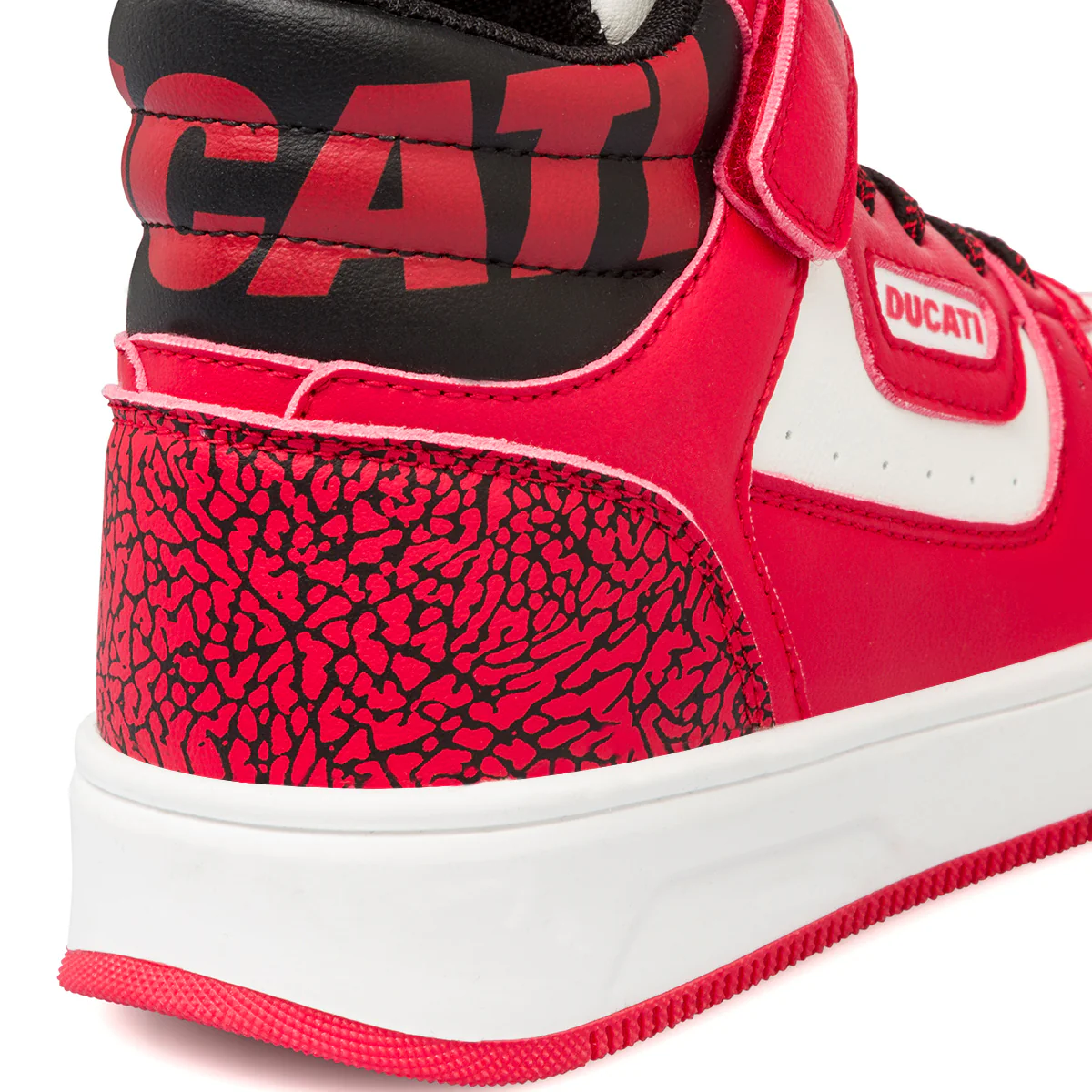 Sneakers alte bianche e rosse da bambino con logo sul colletto Ducati Loco X - Image 7