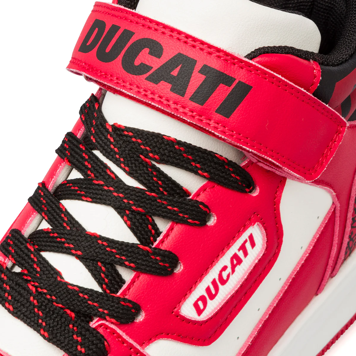 Sneakers alte bianche e rosse da ragazzo con logo sul colletto Ducati Loco X GS - Image 7