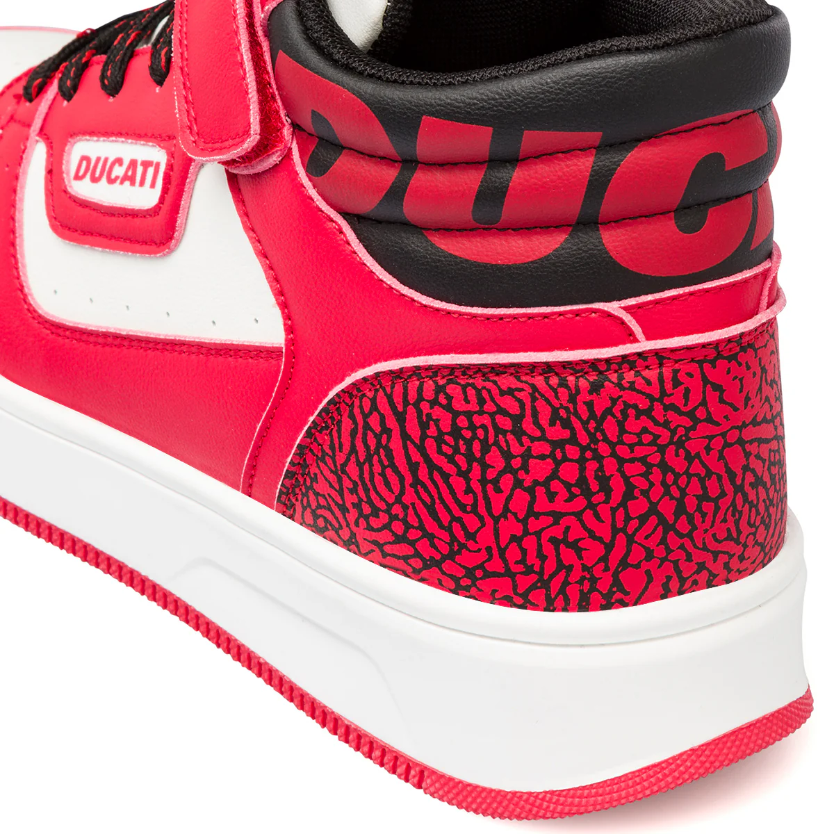 Sneakers alte bianche e rosse da ragazzo con logo sul colletto Ducati Loco X GS - Image 8