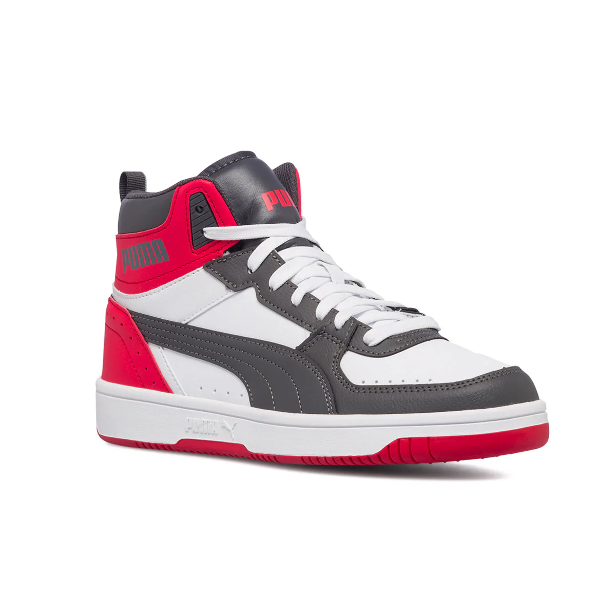 Sneakers alte bianche, rosse e nere con logo a contrasto Puma Rebound Joy - Image 3