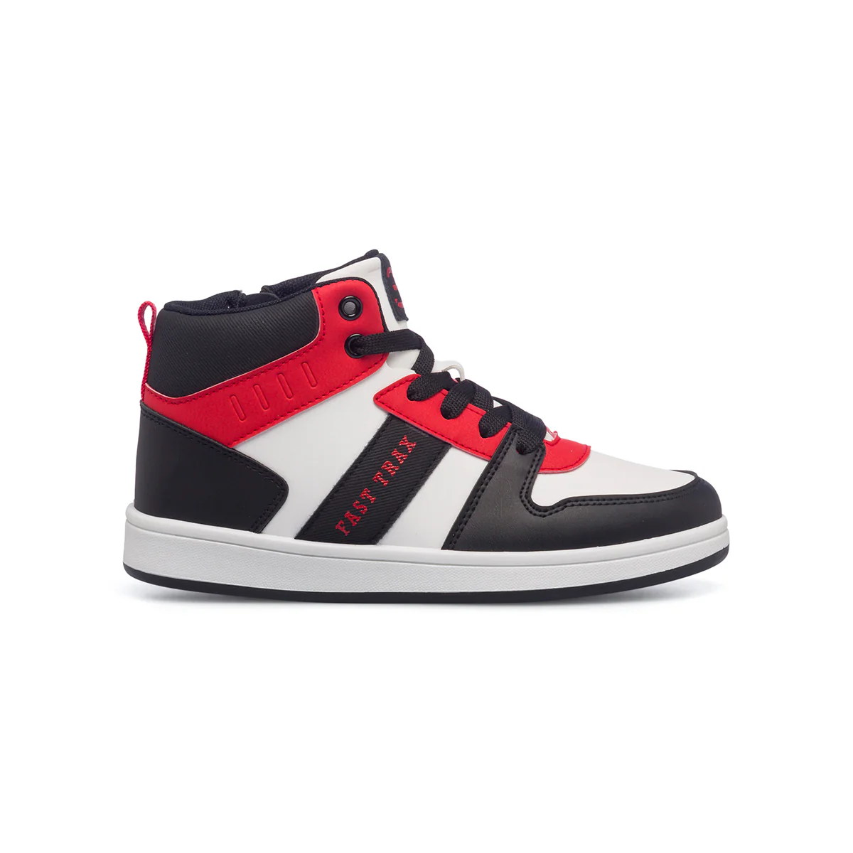 Sneakers alte bianche, rosse e nere da bambino Space Boy