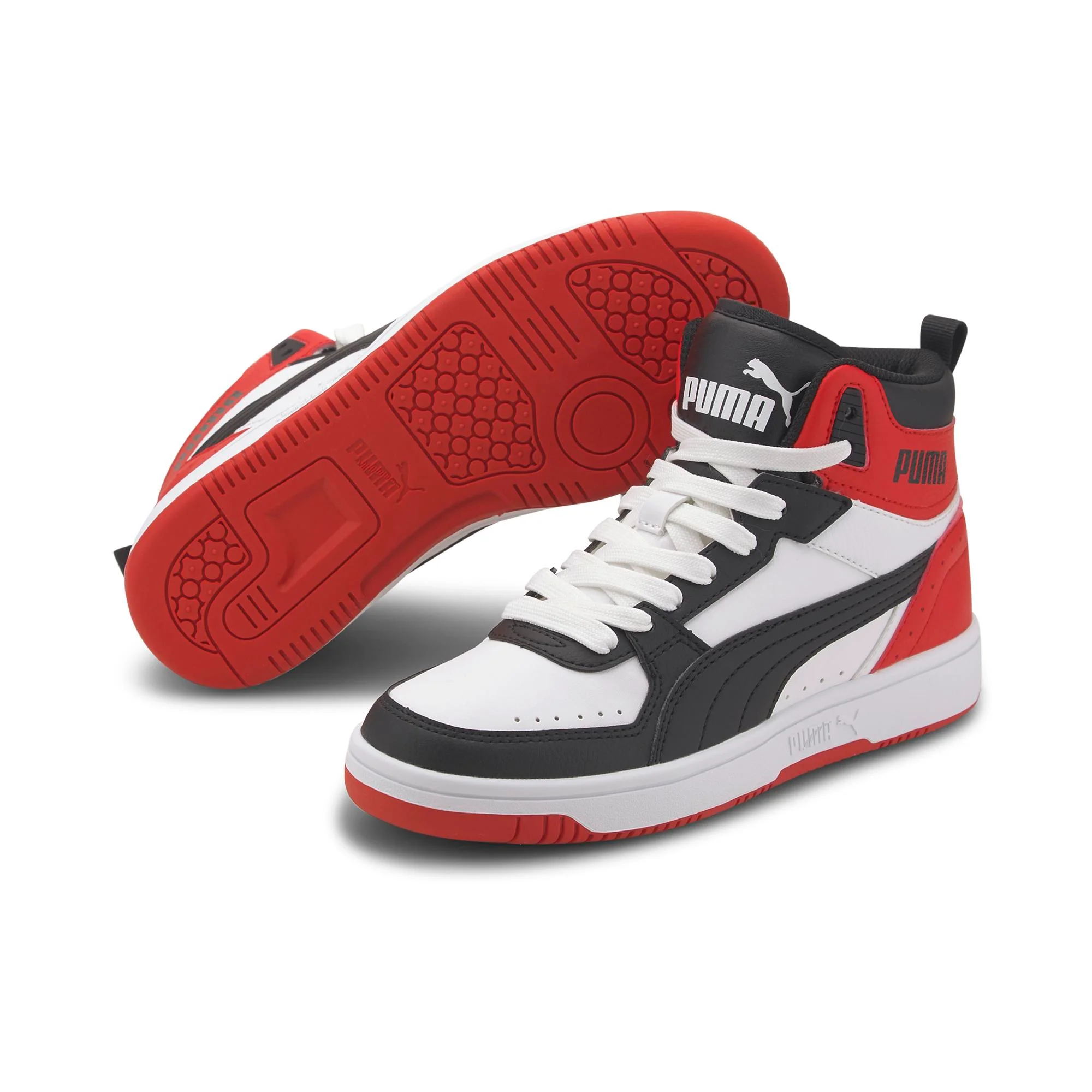 Sneakers alte bianche, rosse e nere da ragazzo Puma Rebound Joy Jr - Image 2