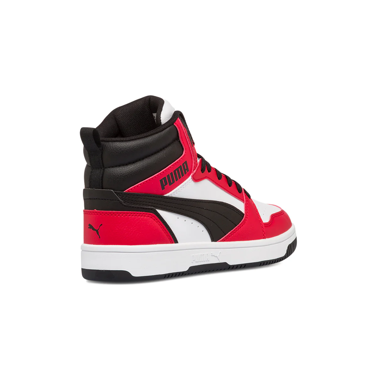 Sneakers alte bianche, rosse e nere da ragazzo Puma Rebound V6 Mid Jr - Image 3