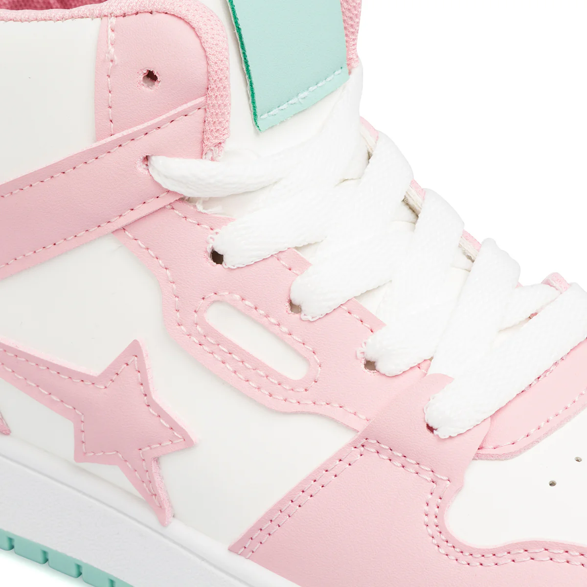 Sneakers alte bianco da ragazza Le Scarpe di Alice con dettagli rosa e turchese - Image 6