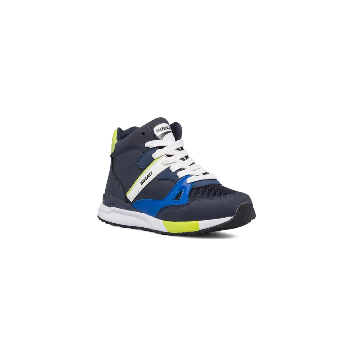 Sneakers alte blu da bambino con dettagli verdi e bianchi Ducati - Image 2