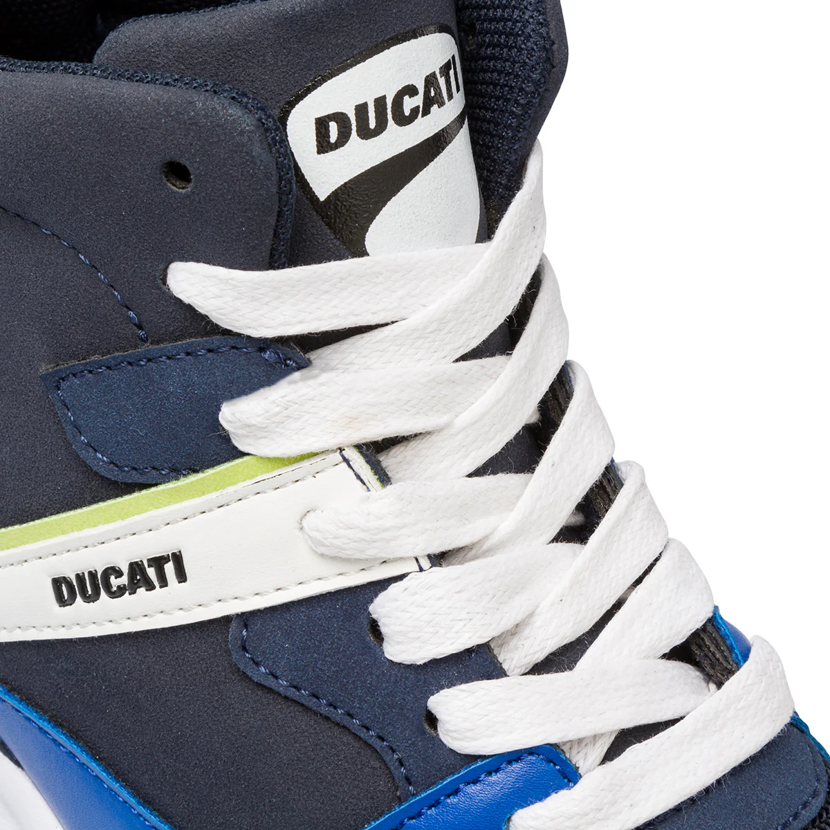 Sneakers alte blu da bambino con dettagli verdi e bianchi Ducati - Image 7