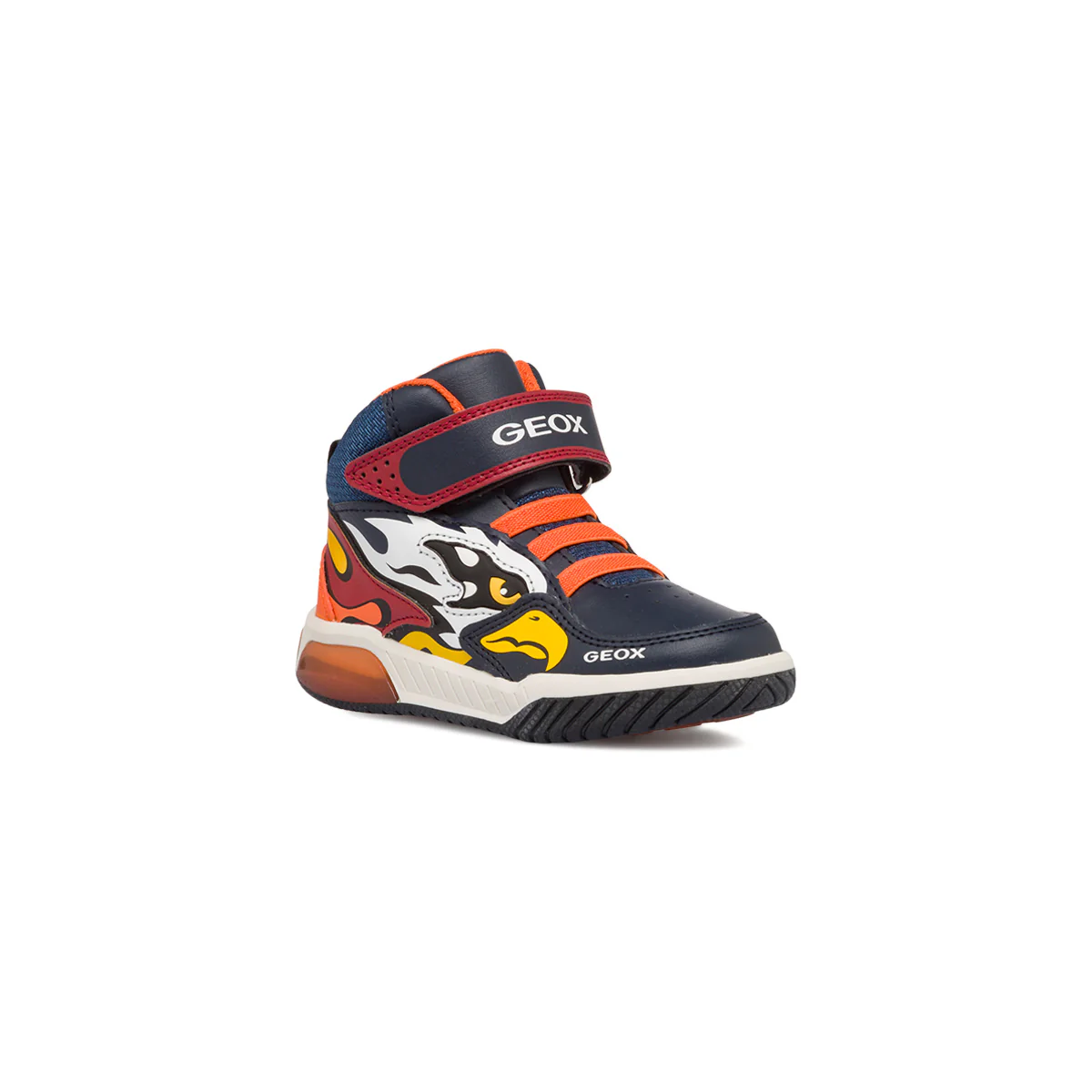 Sneakers alte blu da bambino con luci nella suola Geox Inek - Image 2