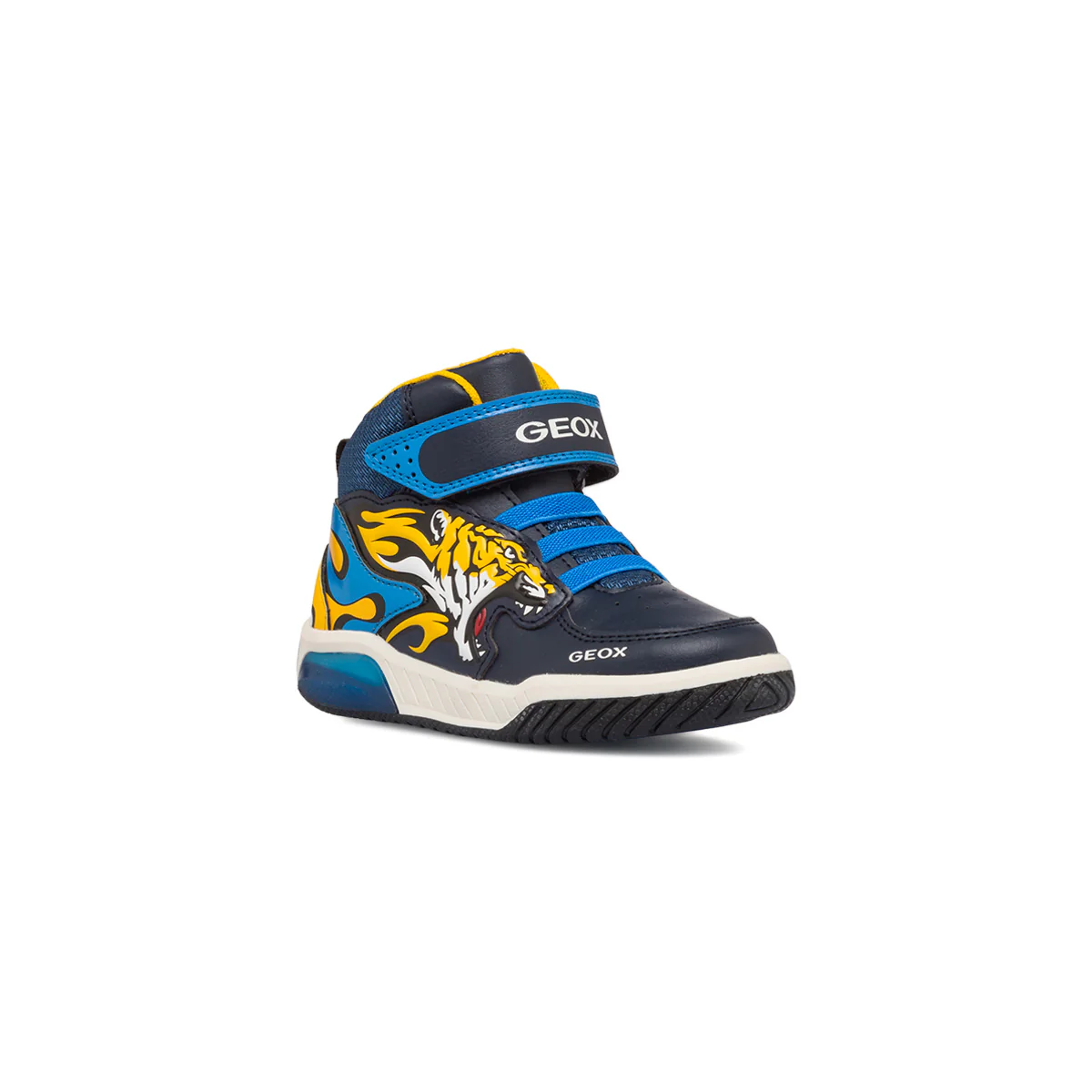 Sneakers alte blu da bambino con luci nella suola Geox Inek - Image 2