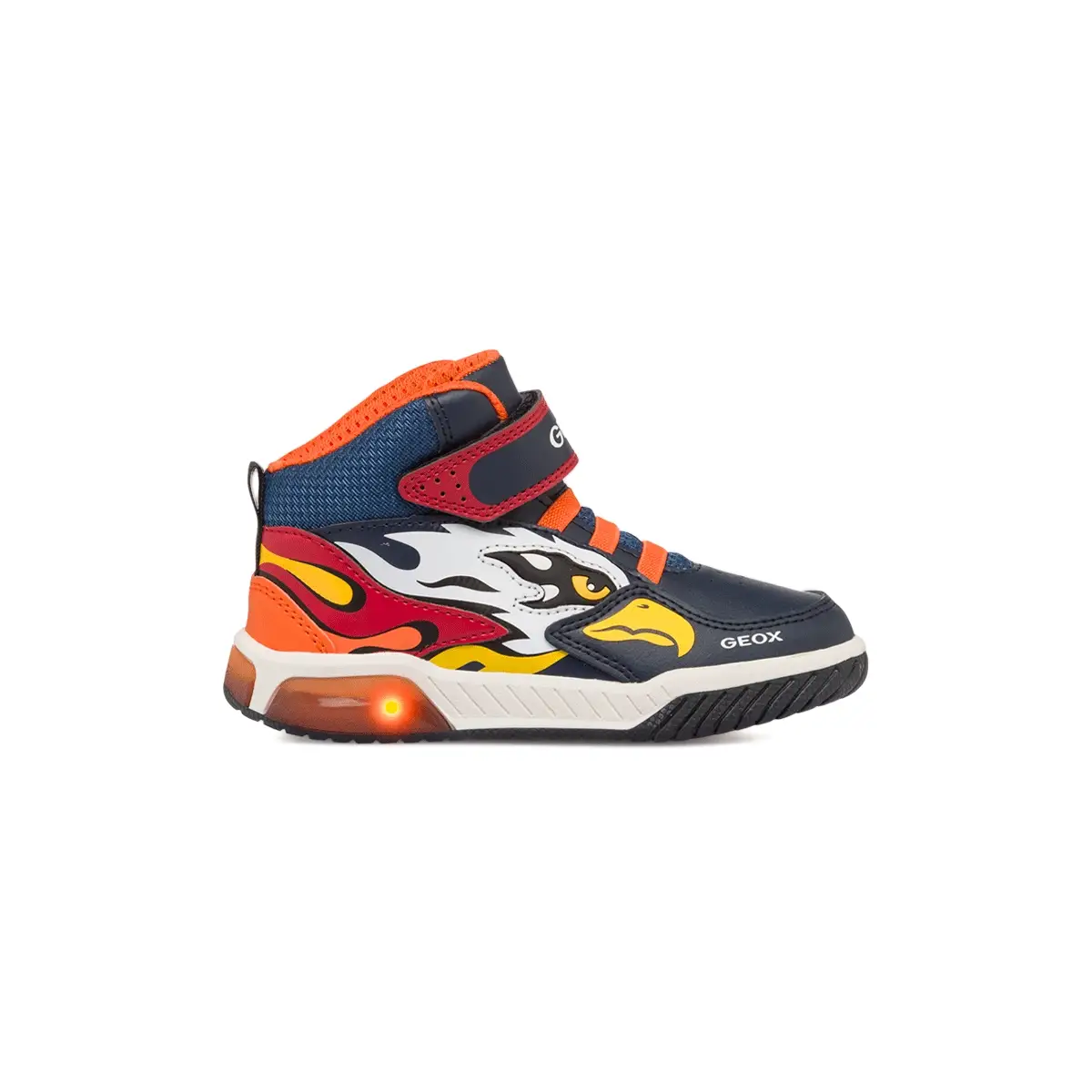 Sneakers alte blu da bambino con luci nella suola Geox Inek