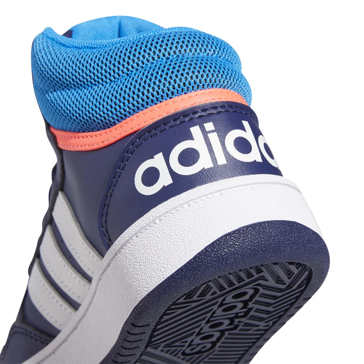 Sneakers alte blu da bambino con strisce a contrasto bianche adidas Hoops Mid 3.0 K - Image 6