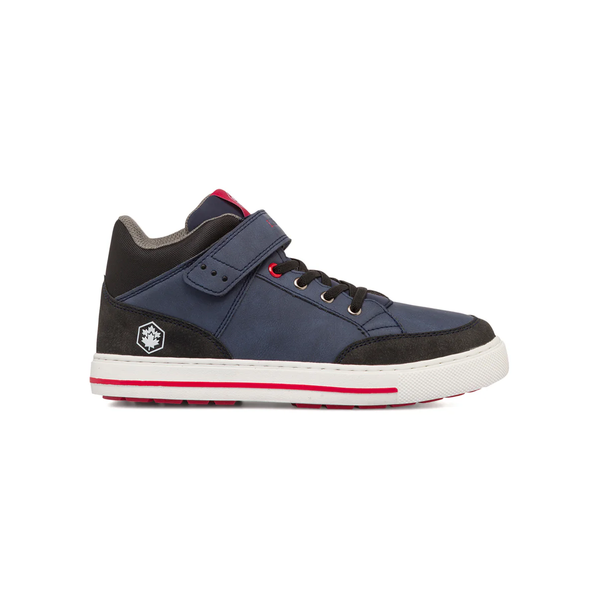 Sneakers alte blu da bambino con velcro e dettagli in rosso e nero Lumberjack