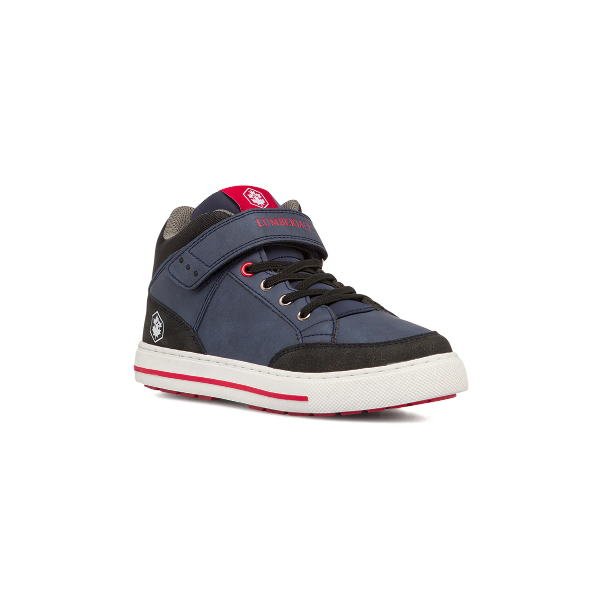 Sneakers alte blu da bambino con velcro e dettagli in rosso e nero Lumberjack - Image 2