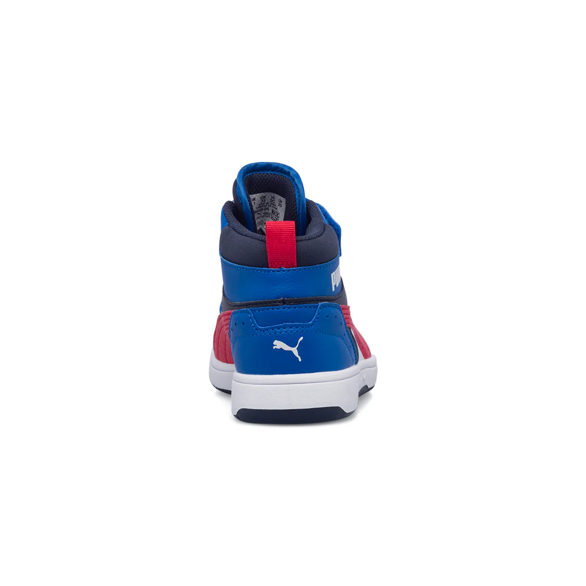 Sneakers alte blu e bianche da bambino con logo laterale Puma Rebound Joy Blocked AC PS - Image 4