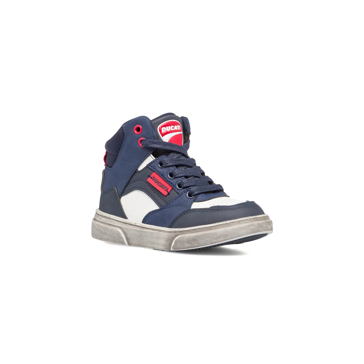 Sneakers alte blu e bianche da bambino con zip Ducati - Image 3
