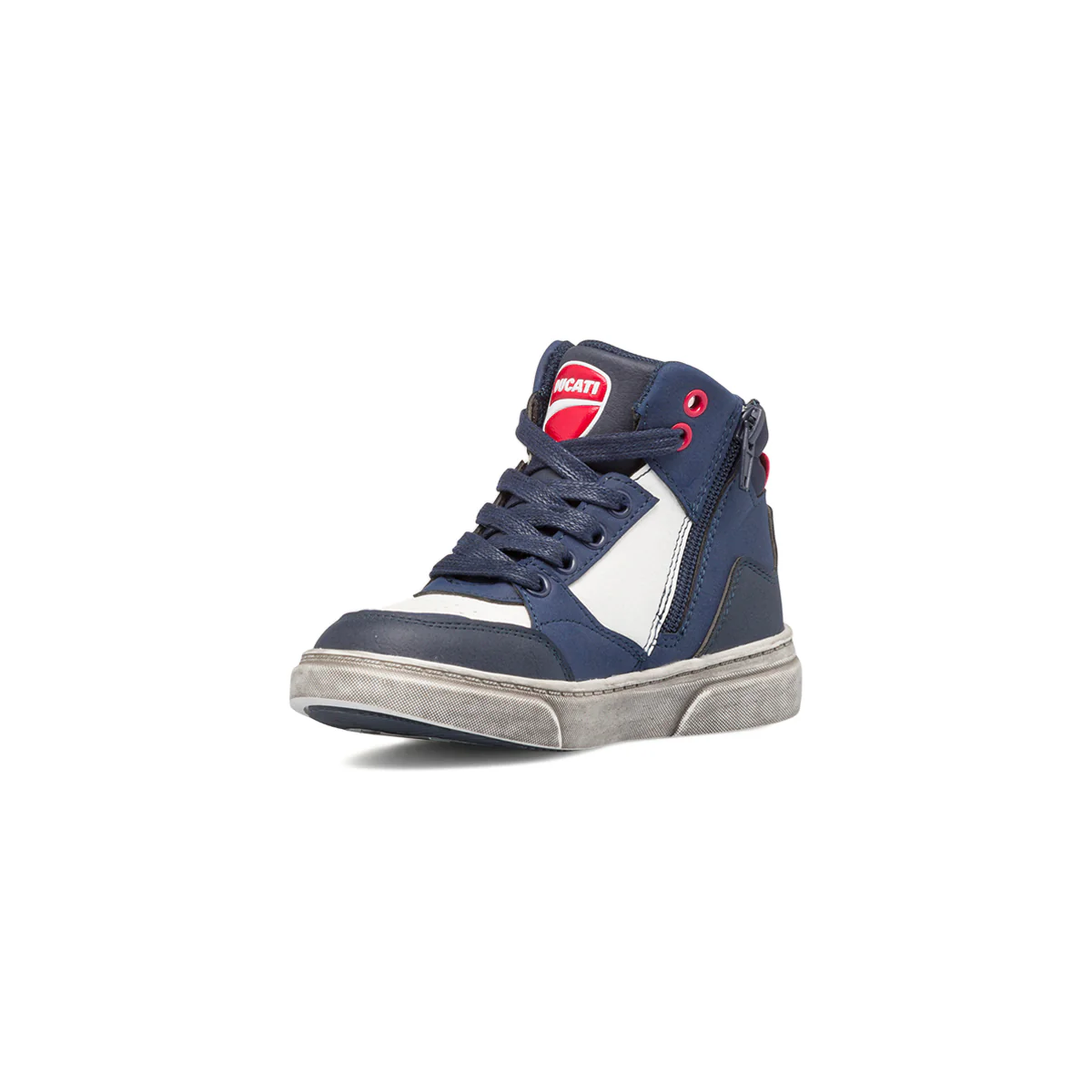 Sneakers alte blu e bianche da bambino con zip Ducati - Image 6