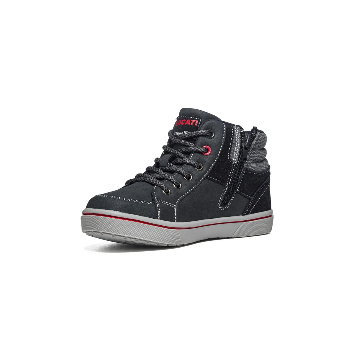 Sneakers alte blu navy con colletto imbottito e logo laterale Ducati - Image 4