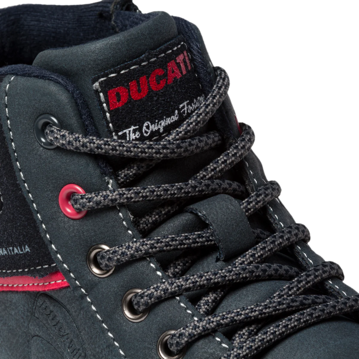 Sneakers alte blu navy con colletto imbottito e logo laterale Ducati - Image 7