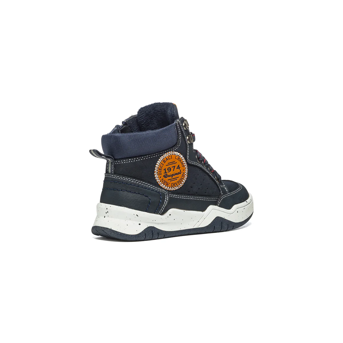 Sneakers alte blu navy con lacci bicolore e patch laterale Birilli & Monelli - Image 3