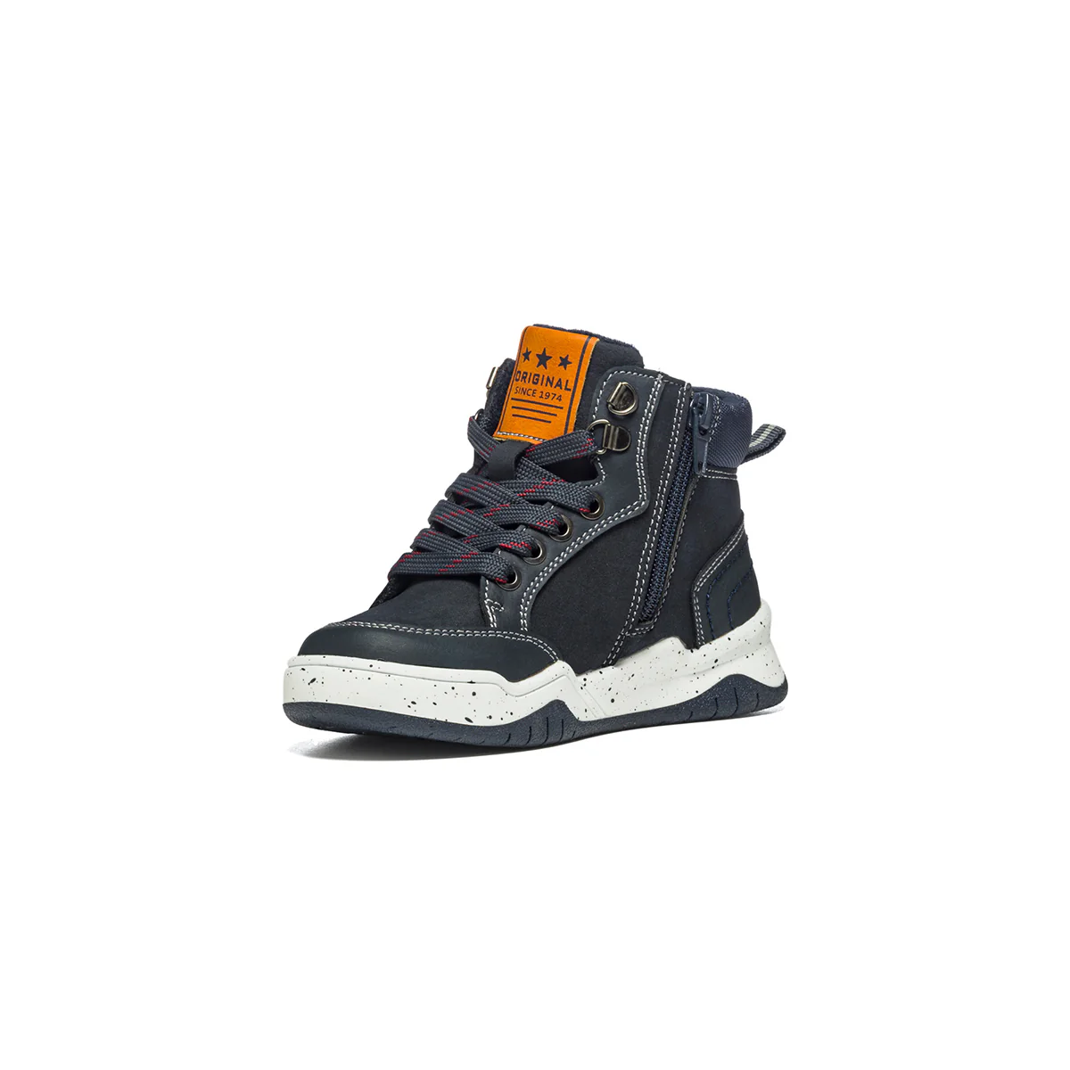 Sneakers alte blu navy con lacci bicolore e patch laterale Birilli & Monelli - Image 4