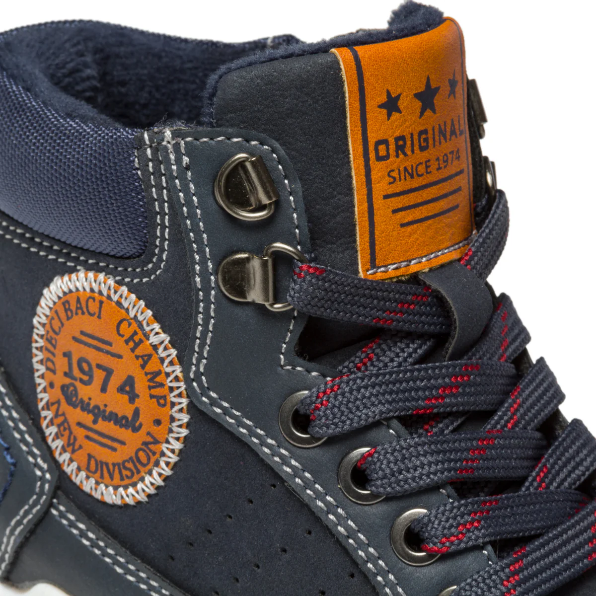Sneakers alte blu navy con lacci bicolore e patch laterale Birilli & Monelli - Image 7