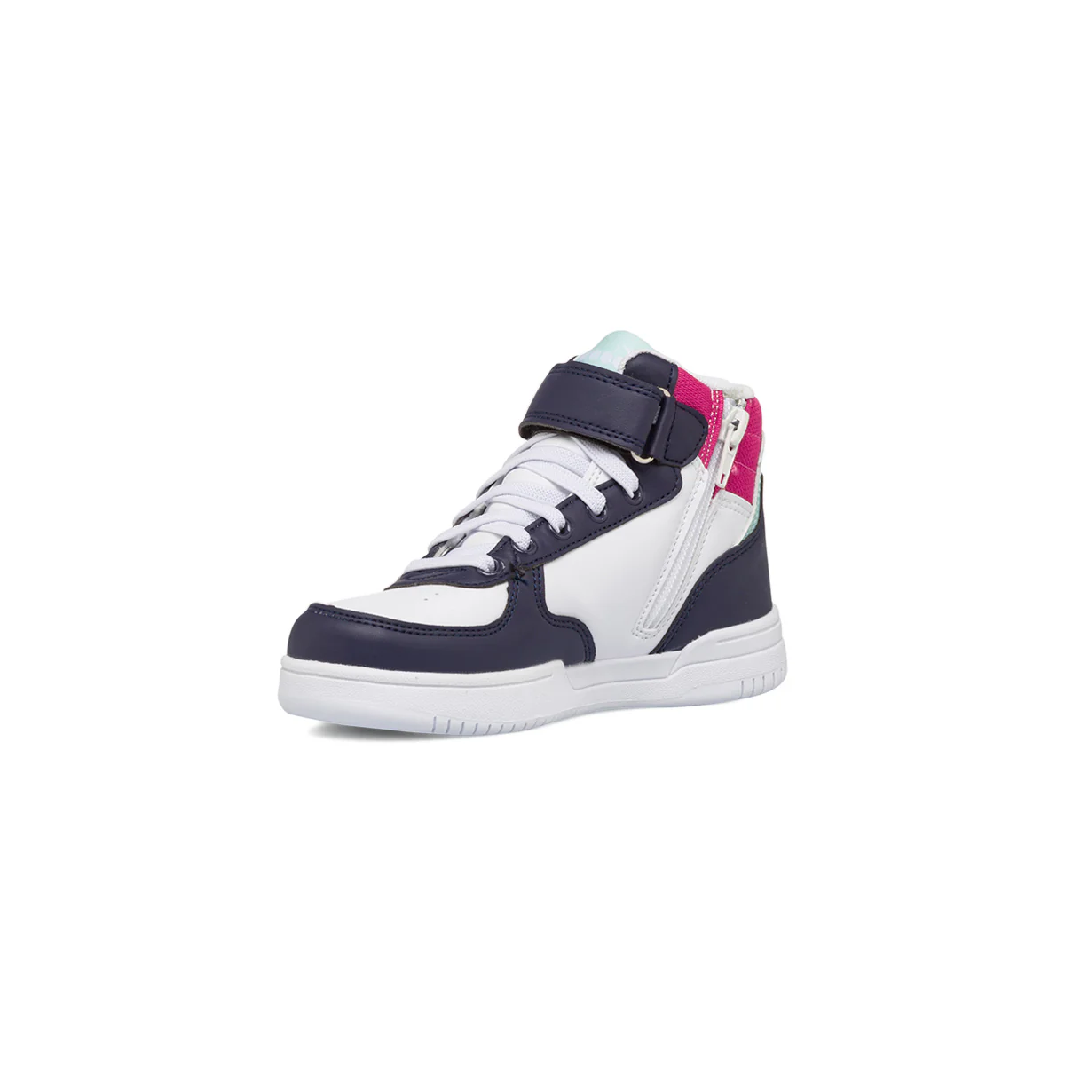 Sneakers alte da bambina bianche, blu e fucsia con doppio velcro e zip Diadora Raptor MID PS - Image 4