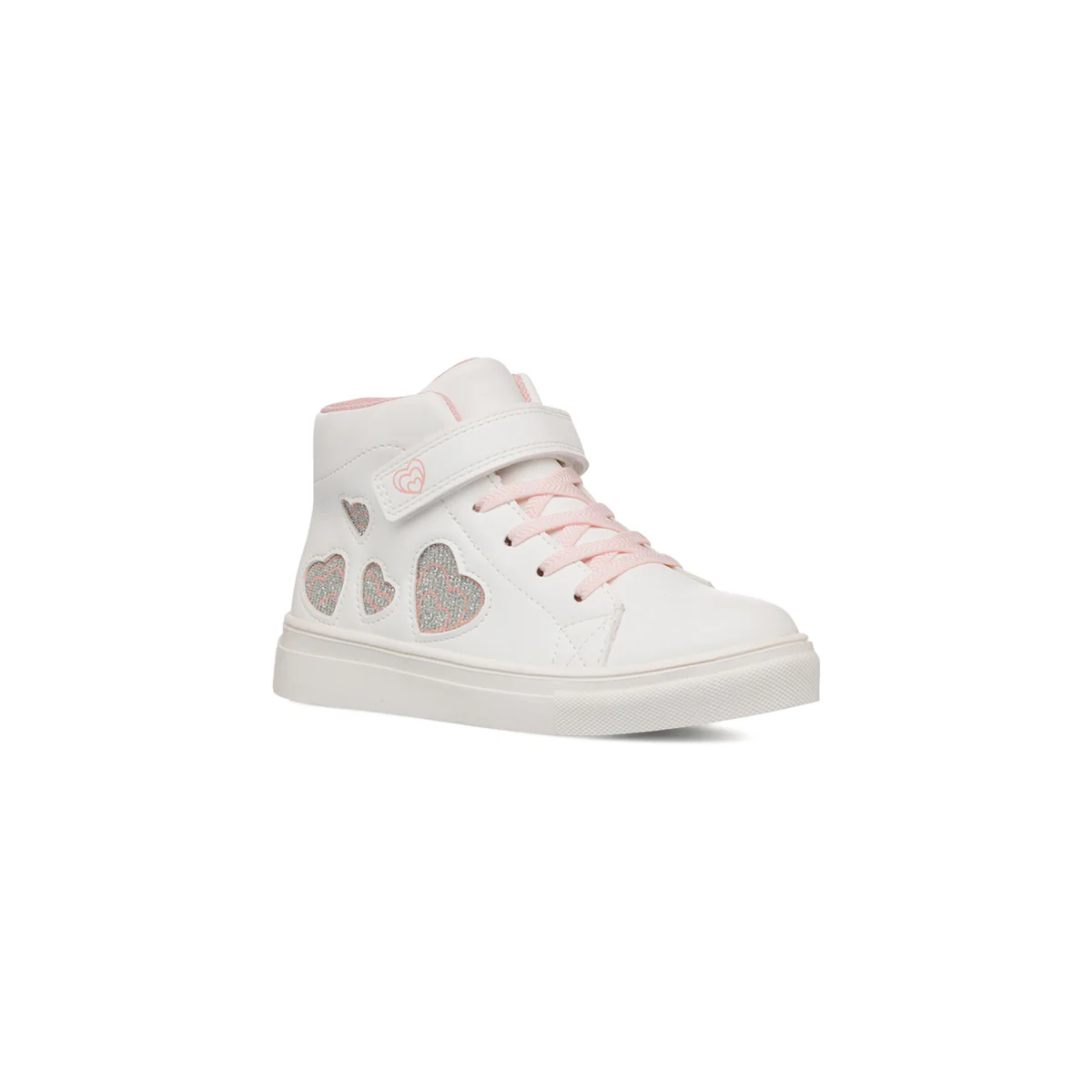 Sneakers alte da bambina bianche con dettaglio cuori con glitter Le scarpe di Alice - Image 3