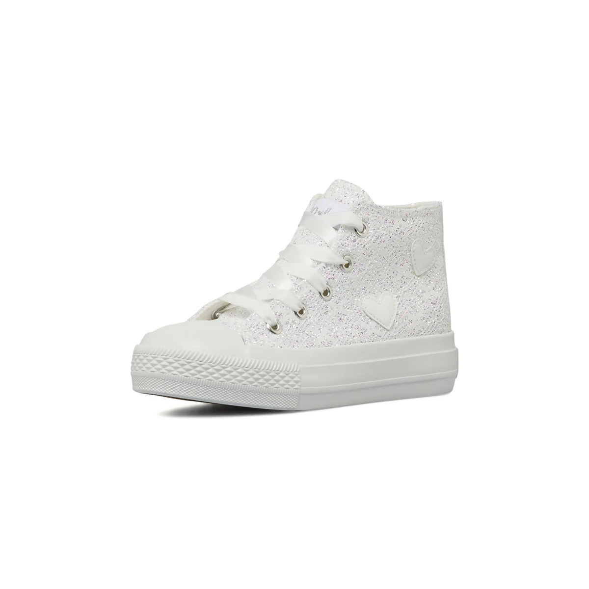 Sneakers alte da bambina e ragazza bianche Dieci Baci con glitter - Image 2