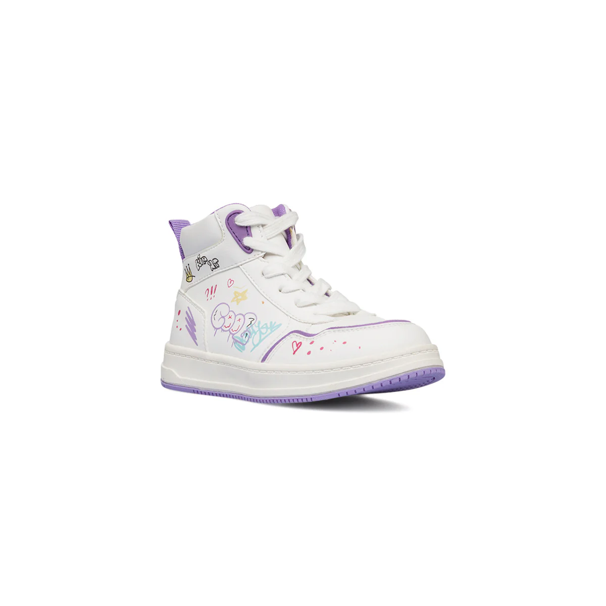 Sneakers alte da bambina bianche e lilla con stampe Le Scarpe di Alice - Image 2