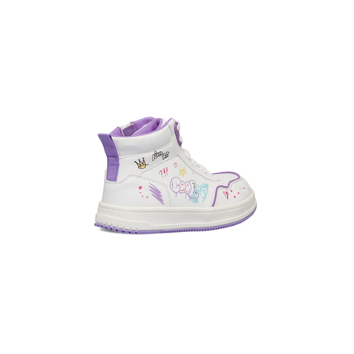 Sneakers alte da bambina bianche e lilla con stampe Le Scarpe di Alice - Image 3